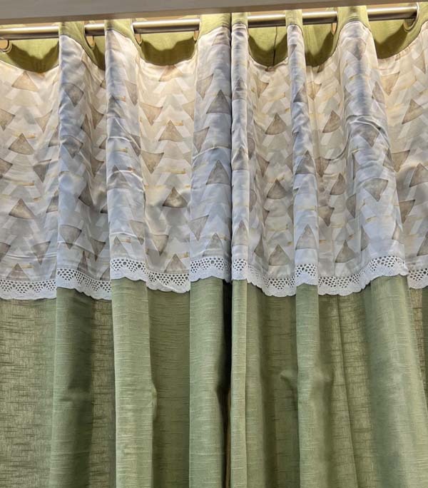 PATCHED LACE EYELET CURTAINS HD743