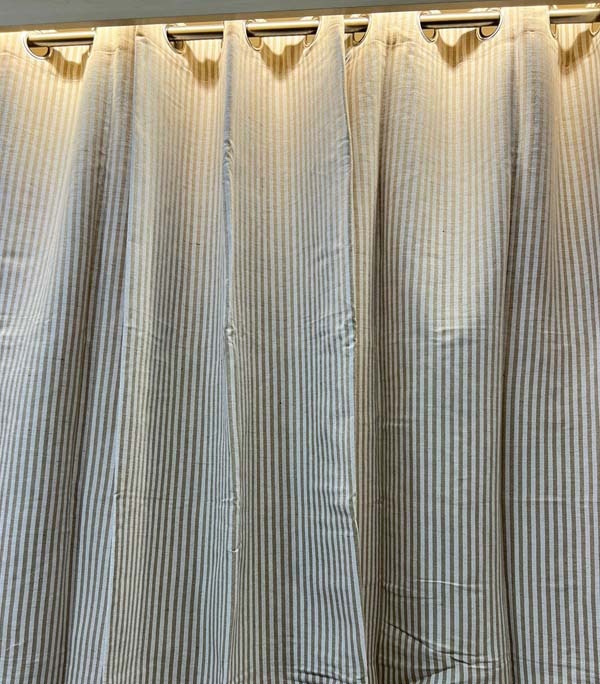 BAIGE /CREAM STRIPES EYELET CURTAIN HD 701