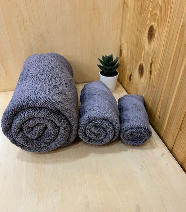 TERRY TOWEL GRAY  SET OF 3 HD728