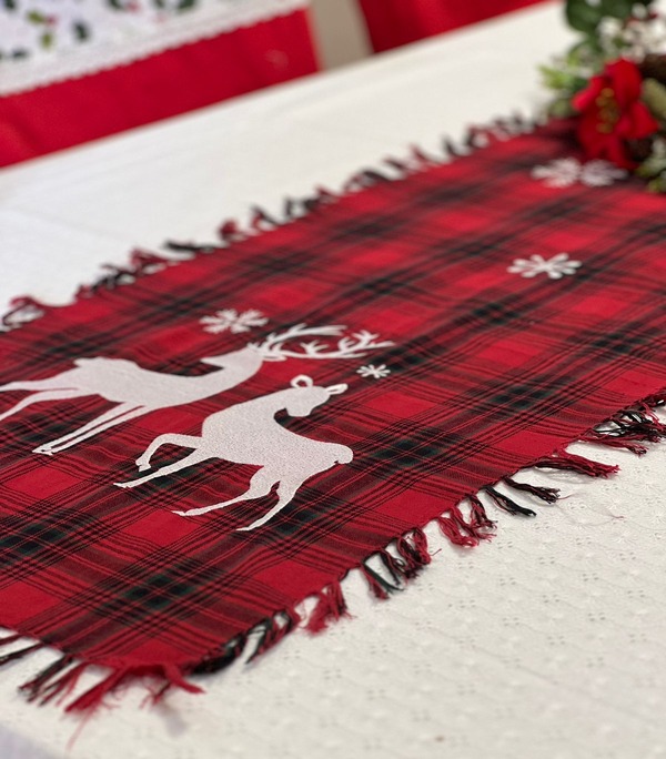 Reindeer Embroidery Cloth Runner