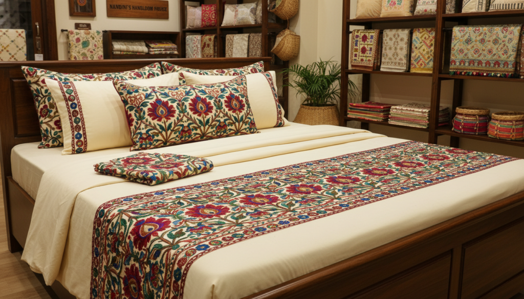 Best Embroidery Type bed sheets in bangalore