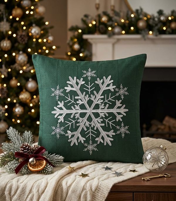 CRISTMAS EMBROIDERED CUSHION COVER