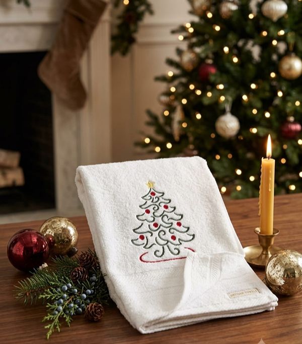 EMBROIDERED COTTON WASH BASIN TOWEL