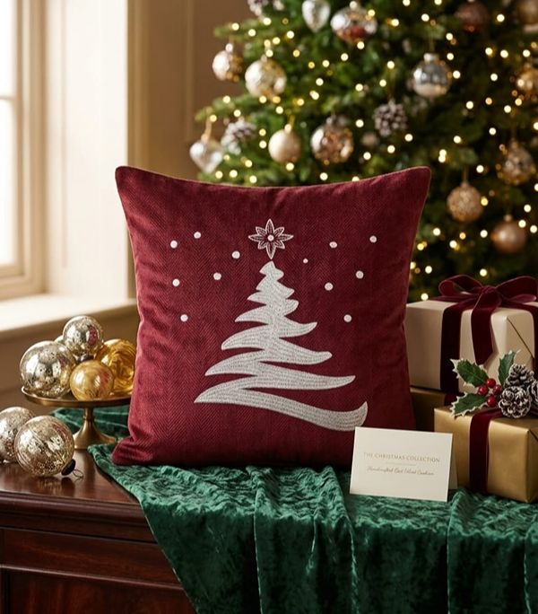 EMBROIDERED CHRISTMAS CUSHION COVER