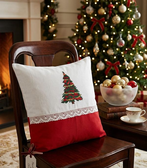 CHRISTMAS EMBROIDERY CUSHION COVER